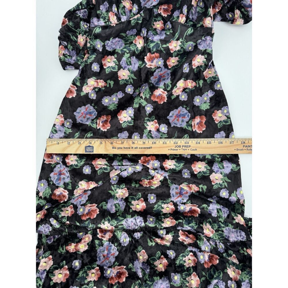 ASOS Maxi Dress Floral Black Velvet Short Sleeve  Keyhole Back Grunge Gown Sz 2 - Picture 9 of 10